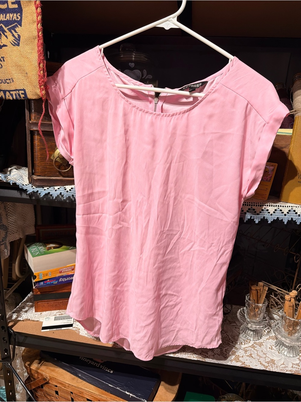 Express Light Pink Short Sleeve Blouse